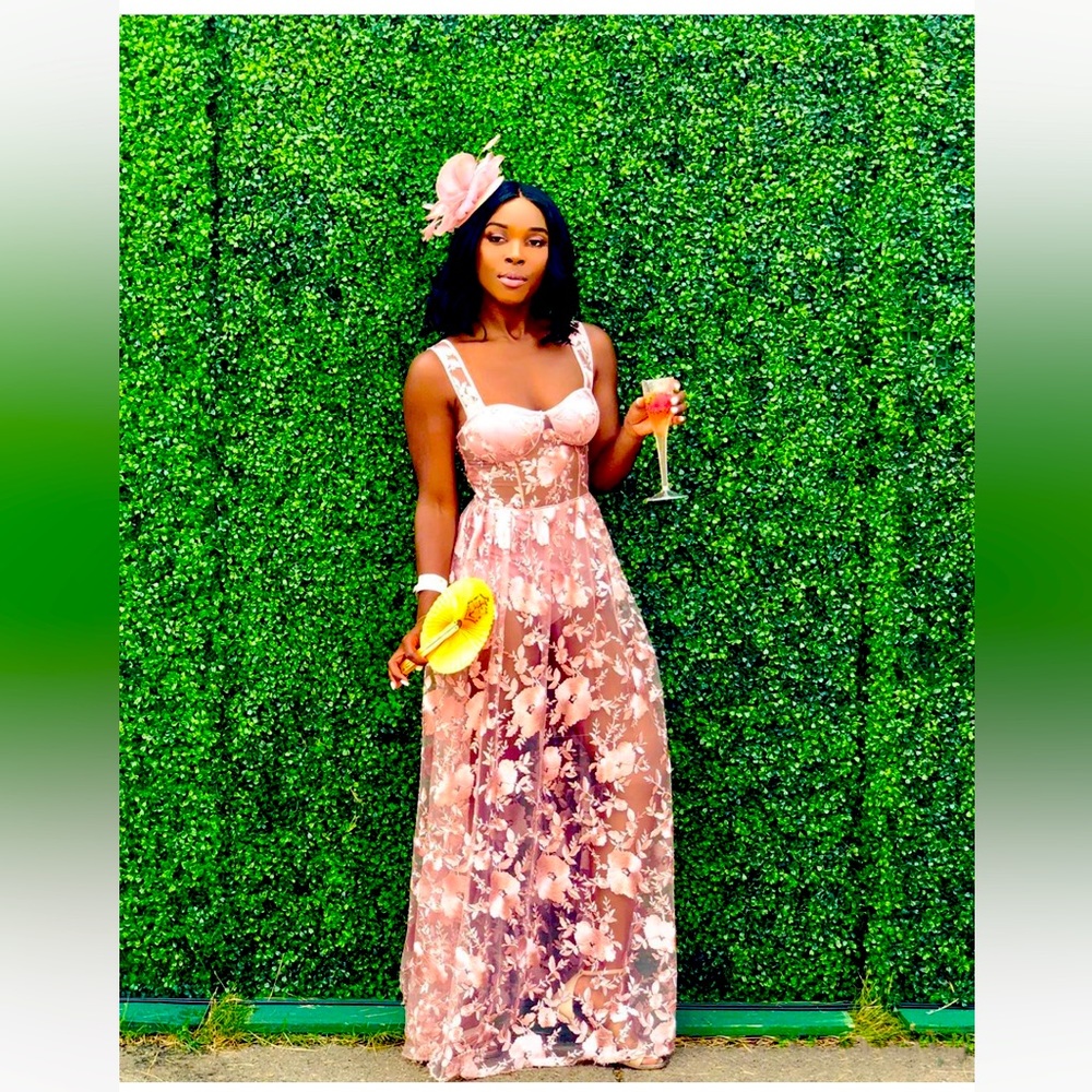 BLITHE See Through Floral Jumpsuit with shorts - Pink - Size S